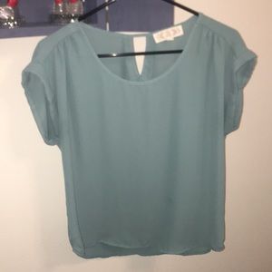 Pink rose teal blouse